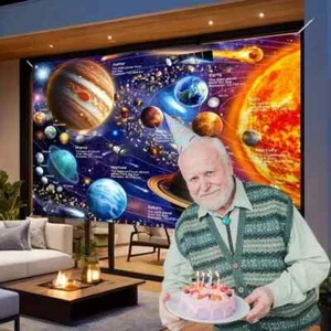 Solar System Educational Poster Space Themed Wall Tapestry for School / Parties - Picture 1 of 4