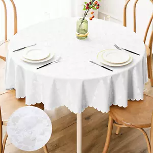 round Table Cloth, Waterproof Heavy Duty Vinyl Tablecloths, Wipeable Washable Ta - Picture 1 of 7