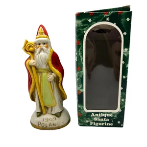 Vintage falsche antike polnische Weihnachtsmannfigur 1909 5 Zoll feines Porzellan Eremitage Keramik - Bild 1 von 16