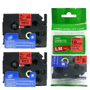 2/Pack 18mm Black on Red Tape for P-touch Model PT1400, PT-1400 Label Maker - Picture 1 of 1