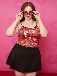 Shein X Betty Boop rot Perlen Herz Spitzenbesatz tailliert Trägertop 4xl - Bild 1 von 1
