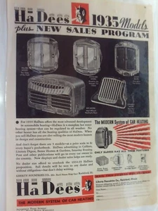 1935 HA DEES CAR HEATER Laminated Print Ad AUGUST"FREE SHIPPING" AUTO ACCESSORY  - Picture 1 of 2