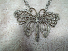 Vintage Butterfly Pendant, Silver Tone Metal, Nicely Detailed