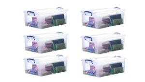 Superio Clear Plastic Stackable Storage Bins with Lids, 22 Quart (6 Pack) - Picture 1 of 6