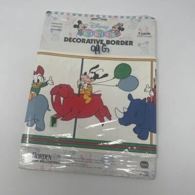 Disney Babies Wallpaper Border 15 Feet 5 yards Mickey Minnie Goofy Carousel - Image 1 of 3