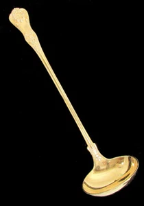 TIFFANY & CO ENGLISH KING GOLD GILT  7" SAUCE LADLE STERLING SILVER - Picture 1 of 4