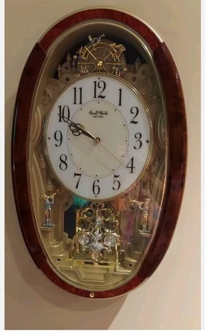 Retired Small World Rythm Trumpet Boys Wall Clock Swarovski Crystal Pendulum Cover