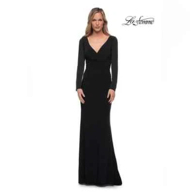 La Femme 29924 Long Sleeve Jersey Evening Dress Black 16 NWOT - Image 1 of 4