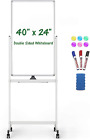 Mobile Whiteboard, 40 X 24 Inch Magnetic Rolling White Board with Stand, 360° Re