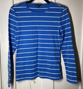 Lauren Ralph Lauren Hemd hellblau weiß gestreift Langarmshirt Oberteil M - Bild 1 von 6