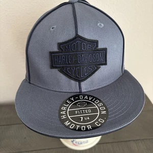 Harley Davidson Woven Blue Fitted Cap Mütze 7 1/4 gesticktes Logo - Bild 1 von 12