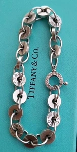 Pulsera Tiffany & Co 1837 Disco Círculo Eslabón Plata Esterlina 7.5" (Como Nueva) - Imagen 1 de 10