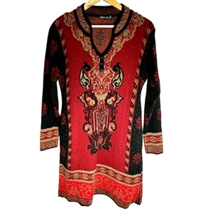 Silver Lane rotes Gobelin Barock Pullover Kleid Damengröße Medium - Bild 1 von 12