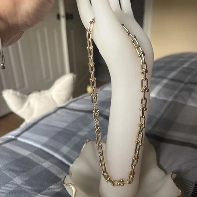 House of Harlow Elegante Moda Joyería Eslabón Bola Tono Dorado Collar 15” Foto 1 de 4