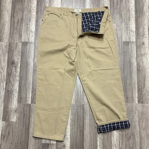 LL Bean Flannel Lined Pants Mens 42x29 Relaxed Twill Canvas Outdoor Utility - Foto 1 di 14