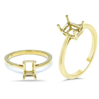 Emerald Cut 7x5mm Solitaire Ring Semi Mount In 14k Yellow Gold (52251) - Image 1 of 4