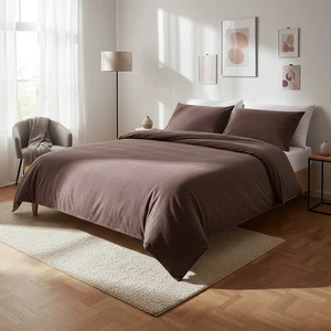 Parure copripiumino matrimoniale melanzana Jersey melange viola - Imagen 1 de 4