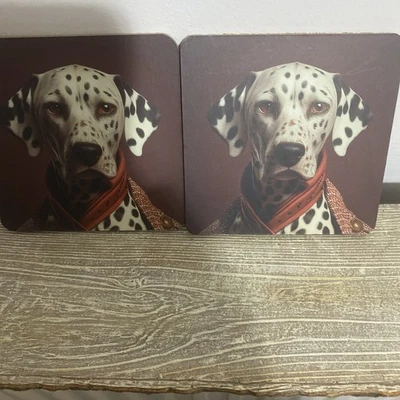 SIL interiors Pair Of Dalmatian Coasters Beer Mats Cork Back Great Condition - Image 1 of 4