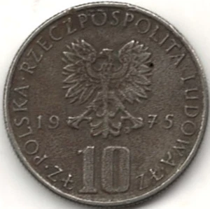 1975 TEN ZLOTYS FROM POLAND stk 79 - Picture 1 of 4