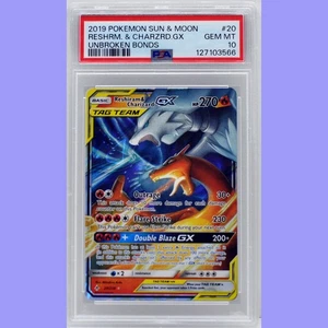 Pokemon Reshiram & Charizard GX 20/214 Unbroken Bonds PSA 10 Gem Mint - Picture 1 of 4