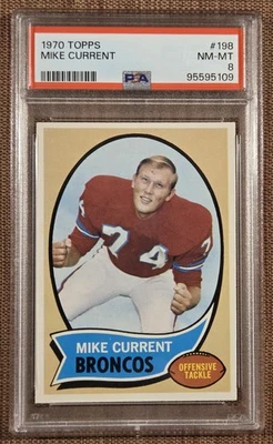 1970 Topps #198 Mike Current Denver Broncos Vintage Rookie Football Card PSA8 RC - Image 1 of 3