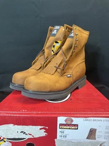 NEW in box Justin Cargo Brown Steel Toe 10EE lace up #795 - Picture 1 of 6