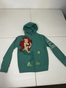 Disney Parks Ariel Little Mermaid Size L child’s Teal Zip Hoodie with pockets - Picture 1 of 12