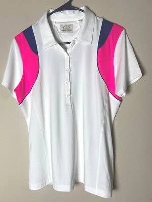 Womens size L EP Pro Tour Tech White Golf S/S Lightweight Shirt (19.5"x24") - Image 1 of 2