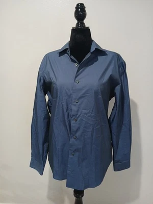 Kenneth Cole Reaction Calce Ajustado Para Hombre 16 1/2 34-35 Azul Manga Larga Foto 1 de 4