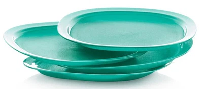 Tupperware Luncheon Plates Microwave Reheatable Set of 4 Mint Green Sheer Pastel - Image 1 of 2