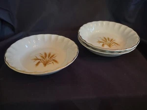 Set of 3 Vintage W.S. George Golden Wheat Small Side Bowls Cream w/ Gold Trim - Picture 1 of 6