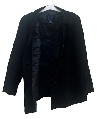 GUC Venezia Women Size 18 20 Black Suede Genuine Leather Jacket Button up - Image 1 of 3