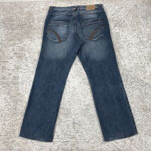 Von Dutch Jeans Mens 36 36x31 Straight Leg Distressed Blue Embroidered USA Made