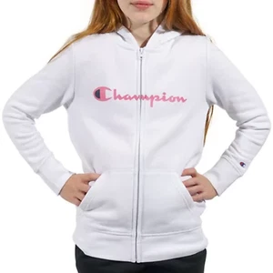 CHAMPION Girls' Fleece Hoodie In White, 10/12 - Picture 1 of 2