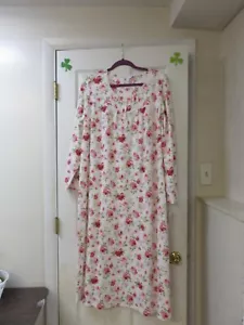 CHARTER CLUB PRINTED LONG NIGHTGOWN SIZE XL 100% COTTON ROSES PINK NWT - Picture 1 of 3