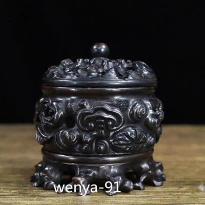 Estufa de aromaterapia antigua china de ébano Ganoderma lucidum Ruyi de 4,4 pulgadas. Foto 1 de 4