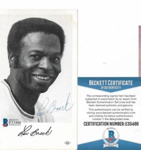 LOU BROCK ST. LOUIS CARDINALS SIGNED AUTOGRAPH PHOTO POST CARD BECKETT E33486 - Picture 1 of 1