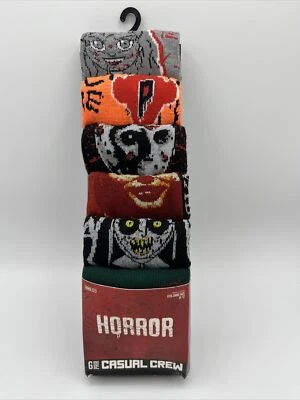 Horror Movies 6 Pair Casual Crew Socks Size 8-12 Bioworld New Free Ship - Image 1 of 4