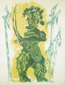 Jean Lurçat (französisch, 1892-1966) Limited Edition Lithographie Krieger signiert 1960 - Bild 1 von 4