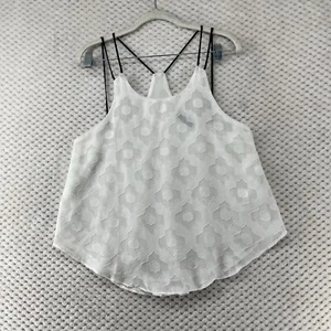 Astr White Tank Top Black Straps Sleeveless Casual Blouse Sheer Fairy Boho Flowy - Picture 1 of 8