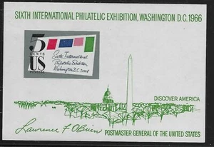 US Scott #1311, Souvenir Sheet 1966 SIPEX 5c FVF MNH - Picture 1 of 1