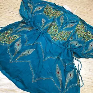 2848 FREE PEOPLE boho embroidered beaded tunic blouse Turquoise size S new $298 - Picture 1 of 2