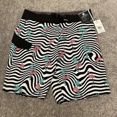 Volcom Board Shorts Mens 28 Drawstring Mod Tech Flamingo Flamingbros Swim NEW - Image 1 of 4
