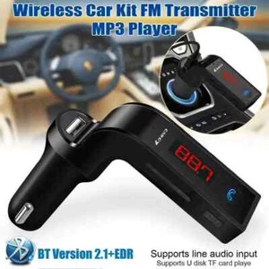 UK Car Wireless Bluetooth FM Transmitter MP3 Player USB Car Fast Charger Adapter - Picture 1 of 9