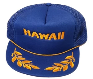 Vtg Hawaiian Headwear Magnum PI Hawaii Snapback Mesh Trucker Cap Hat Gold Leaf - Picture 1 of 7