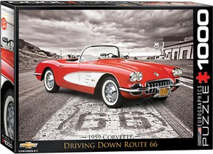 1959 Corvette Driving Down Route 66 Puzzle 1000 Teile Eurographics - Bild 1 von 2