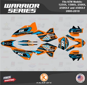 Graphics Kit for KTM 125SX 150SX and 250SX (2008-2010) Warrior - CYAN - Picture 1 of 6