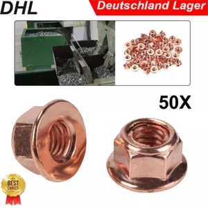 50stk Kupfermutter Krümmer Bund M8 SW13 FL Cu-Muttern Auspuff Selbstsichernd DHL - Bild 1 von 17