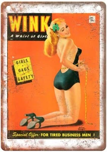 Wink Girly Magazin Pinup Modell 1954 Retro Look Blechschild GM593 - Bild 1 von 2