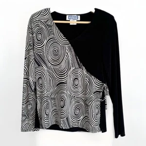 Vintage Kokomo Womens Whimsigoth Top Size S Long Sleeve Black White Sequin Artsy - Picture 1 of 11